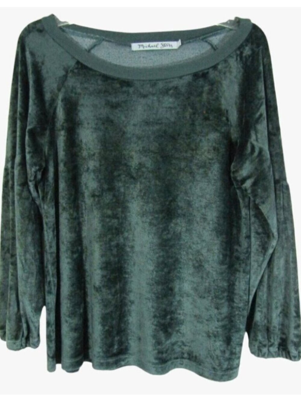 Michael Stars Green Velvet Balloon Sleeve Top Womens Size S Oversized Velour